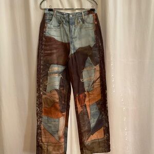 Patchwork pants with Distressed Details